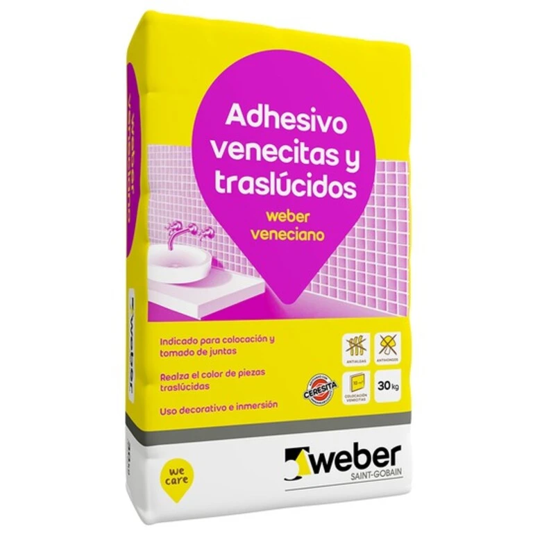 pack-weber-veneciano-30kg_18317DDD7A5F4DB489C24893DBC479AB.jpg.webp PEGAMENTO WEBER VENECIANO BLANCO X 30KG - Imagen 1
